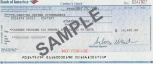 What does a cashier's check look like